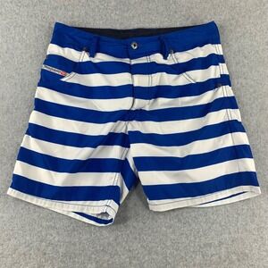 Diesel Board Shorts Mens sz 32 Blue White Striped Swim Trunks Nautical